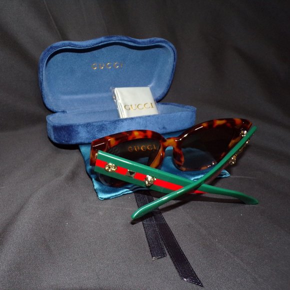 GUCCI Tortoiseshell Striped Green/Brown Sunglasses main image 7